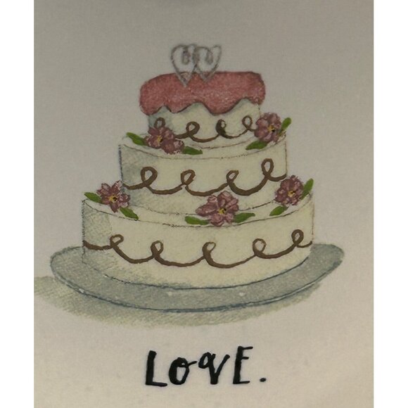 Rae Dunn Coffee Mug Artisan Collection Wedding Cake Love Mug Pink White - Picture 2 of 7